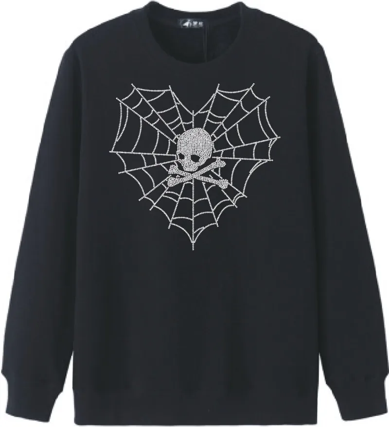 Transferencia de diamantes de imitación de Calavera, Hotfix Sudadera con capucha, apliques de cristal de hierro para ropa, pegatinas de diamantes personalizadas, artesanía Strass