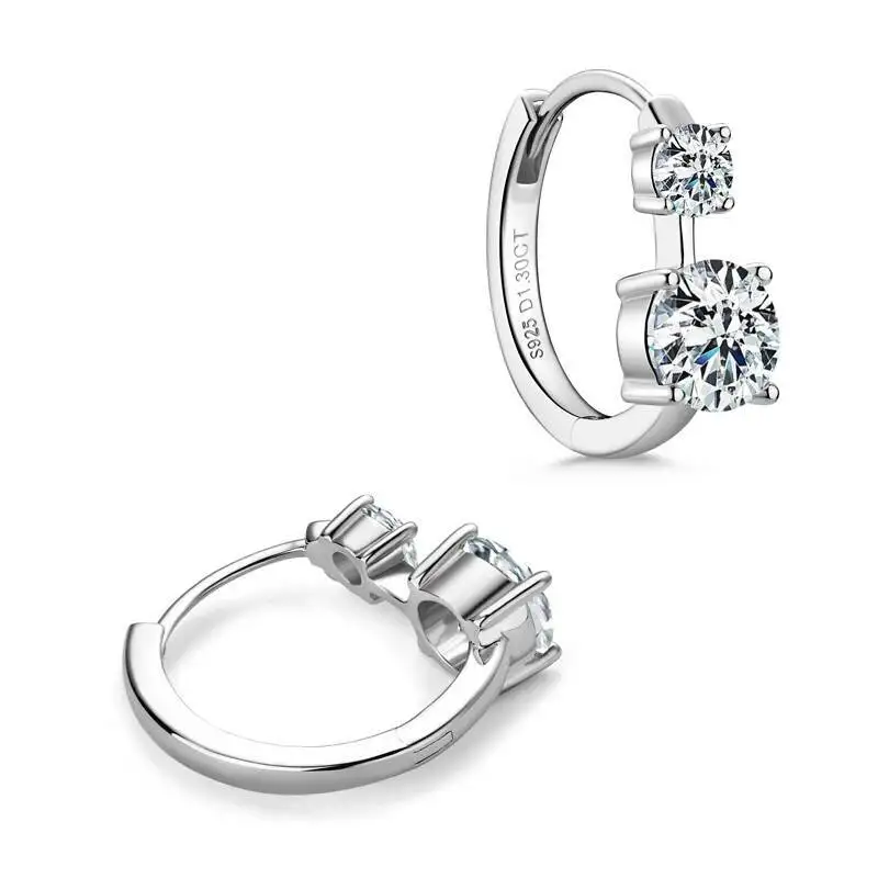 JoiasHome Moissanit-Creolen mit Zertifikat, 4 mm und 6,5 mm, D-Farbe, 925er Sterlingsilber, modische Damen-Ohrringe – Detail 13