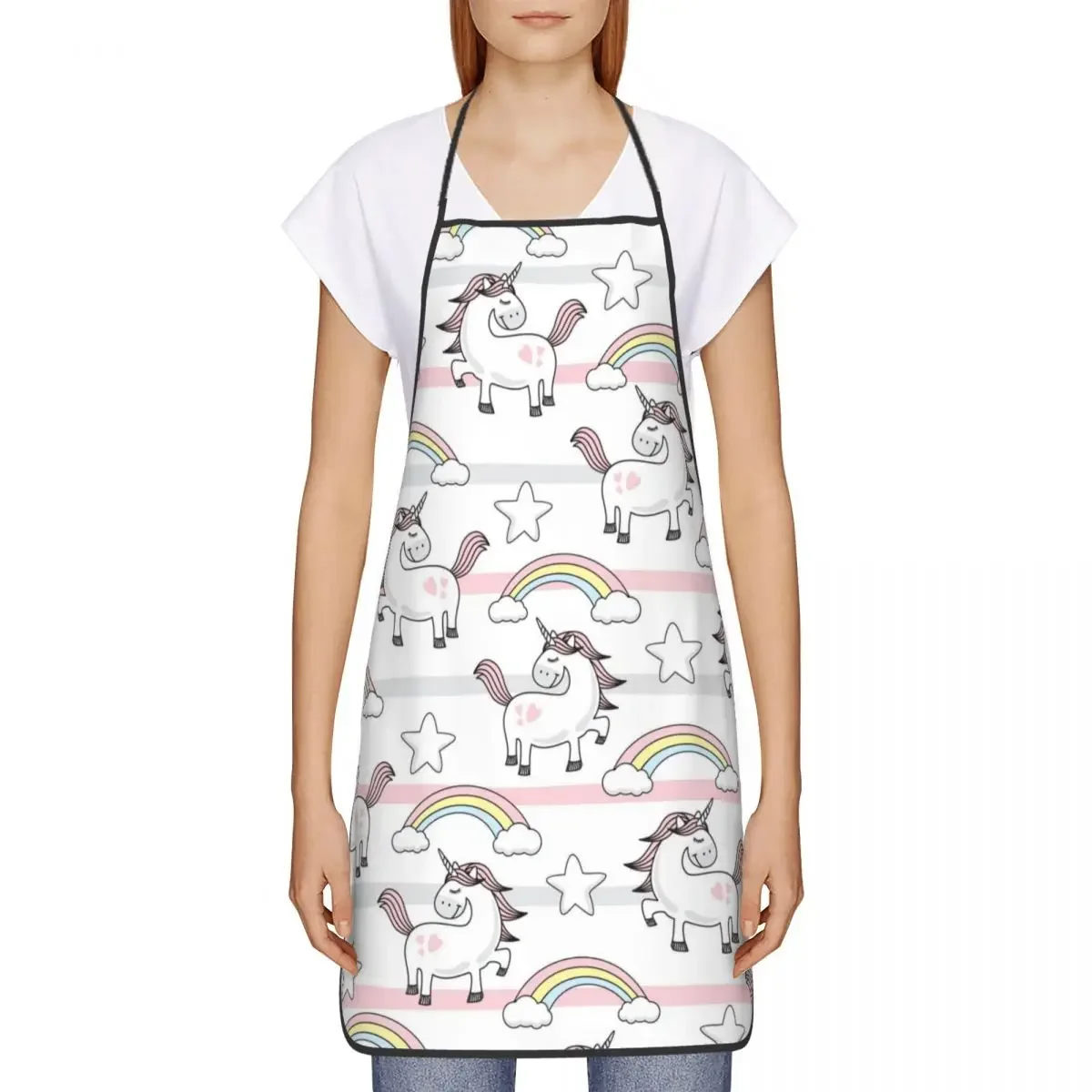 Funny Unicorn Rainbow Bib Aprons Women Men Unisex Kitchen Chef Tablier Cuisine for Cooking Baking Painting