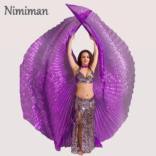 Imagen 1 del producto Alas para danza del vientre, hermosos accesorios para danza del vientre, pegatina de Bollywood de Egipto oriental, ropa, alas doradas para mujeres y niños adultos