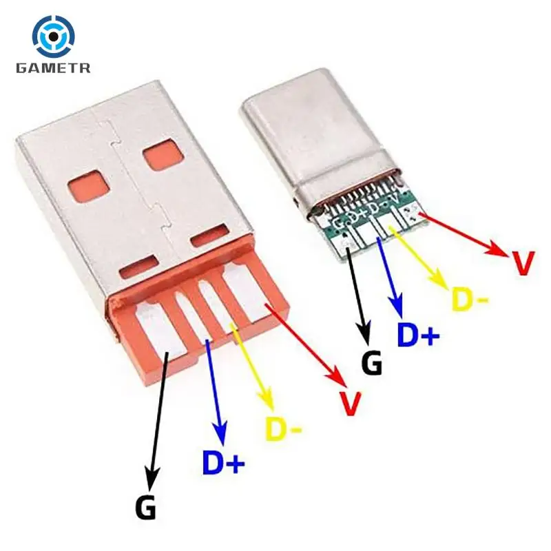 Fast Charge Type-C USB 65W 5A Male Connector Welding With 5Pin PCB + Type A Male 6 Pin USB DIY OTG Data Charge KIT