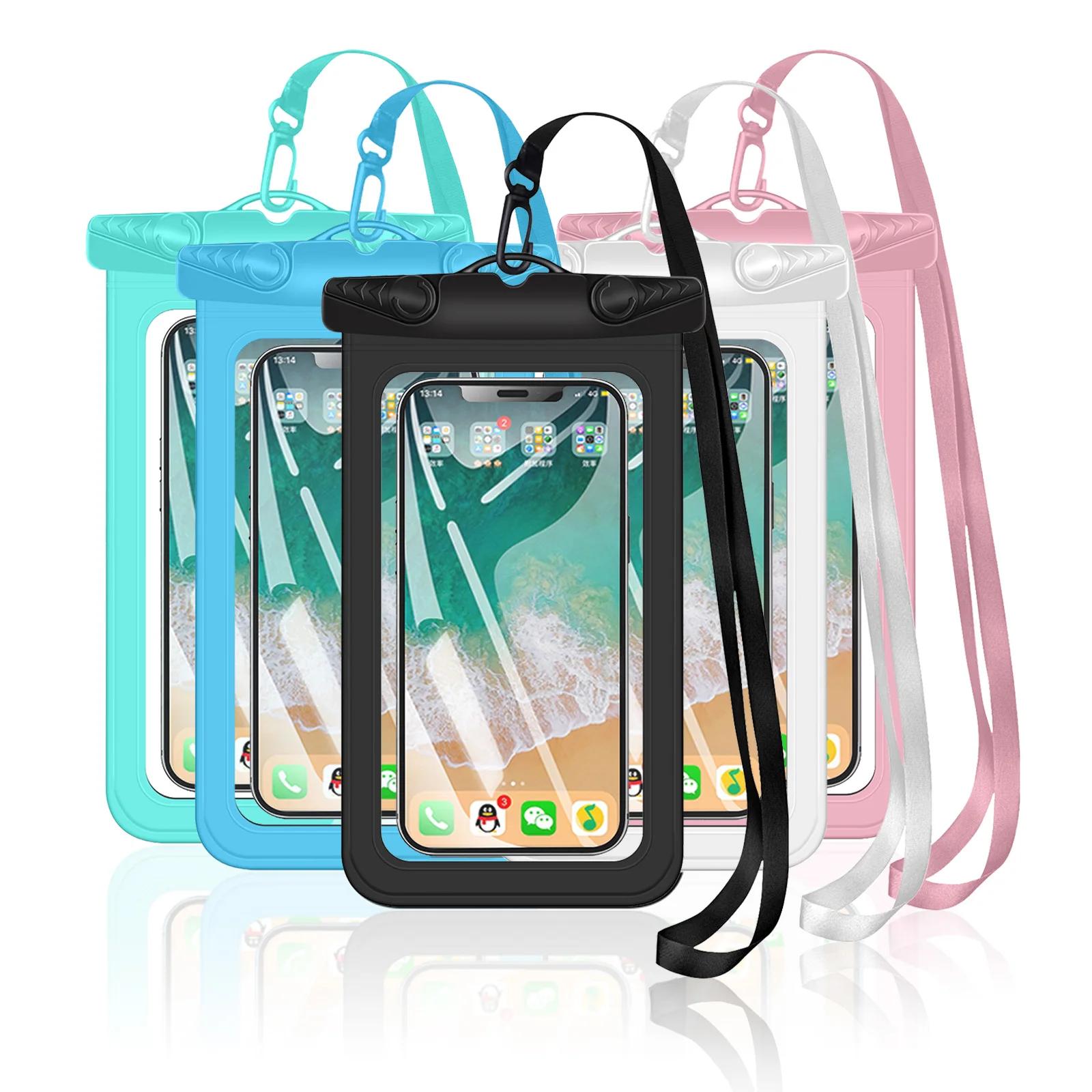 

Waterproof Cell Phone Pouch with Lanyard, Touch Screen IPX8 Waterproof, PVC Waterproof Pouch for Outdoor Swimming and Diving