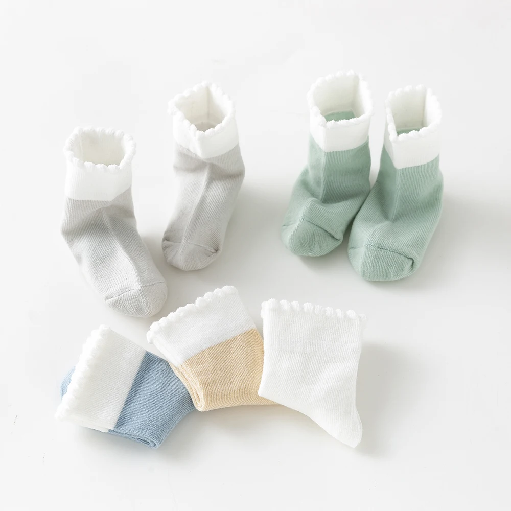 5Pairs/lot 0-2Y Baby Socks Summer Cotton Solid Colorful Kids Socks Girls Cute Newborn Boys Toddler Socks Baby