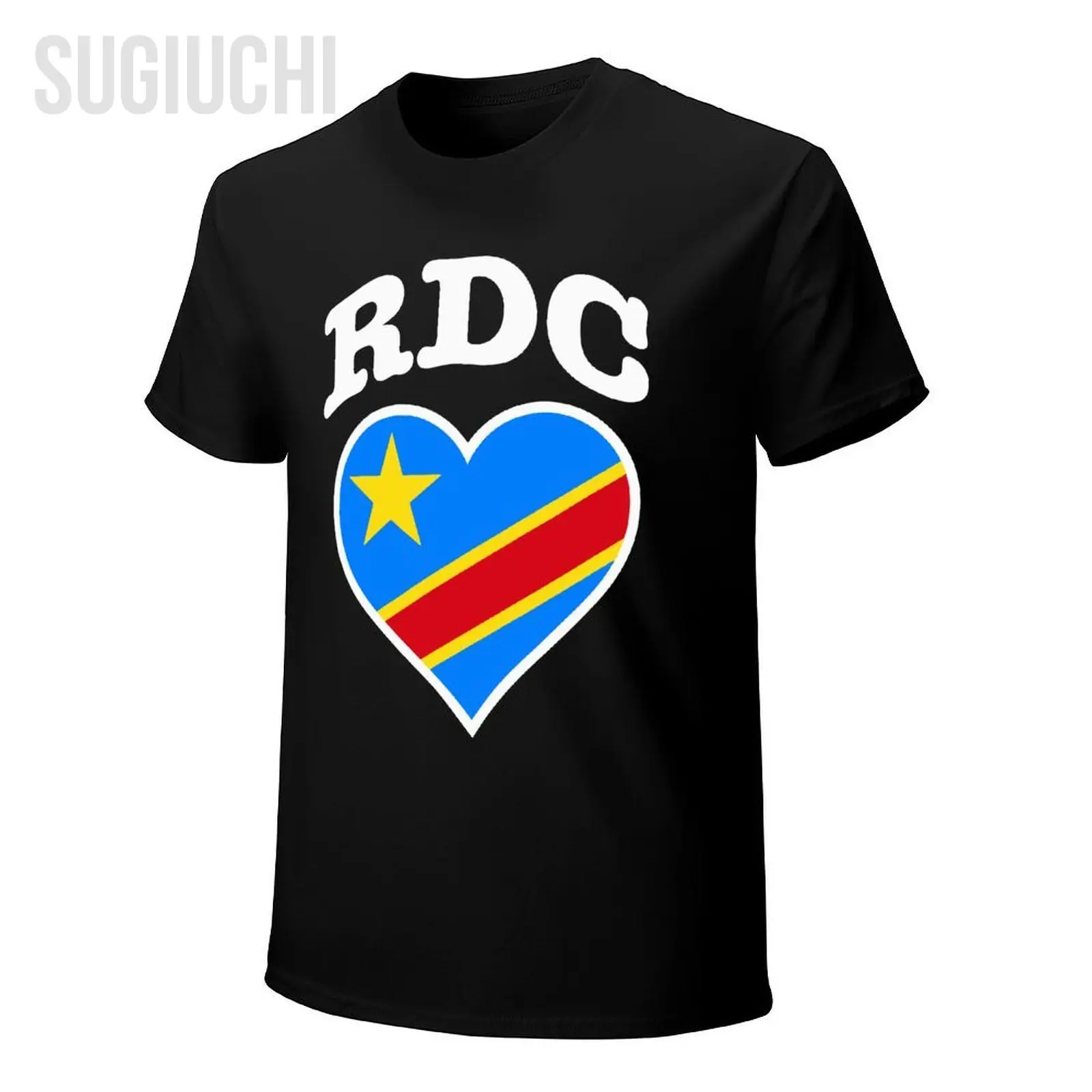 Congolese Flag Africa Democratic Republic Of Congo Heart-Shaped Tshirt Tees T Shirts Men T-Shirt Women Boys Cotton Unisex