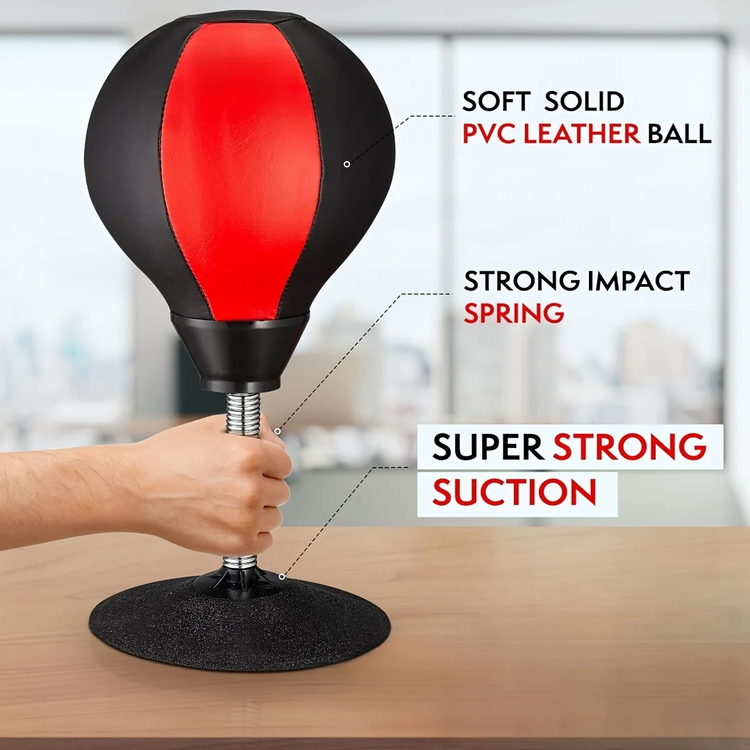 1Pc table boxing ball with suction cup, PU material boxing sandbag, for reaction and speed training, relaxation