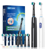 2pcs New 2025 Rotating electric toothbrush Adult Timer Brush 6 Mode USB Charger Rechargeable Tooth Brushes Replacement Heads Set