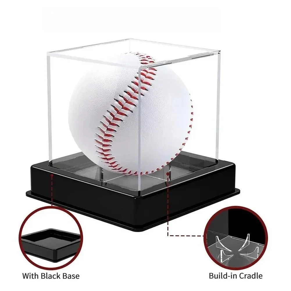 Clear PET Baseball Display Case 8x8x8cm Protective Dustproof Storage Box for Small Collectibles Toys and Memorabilia