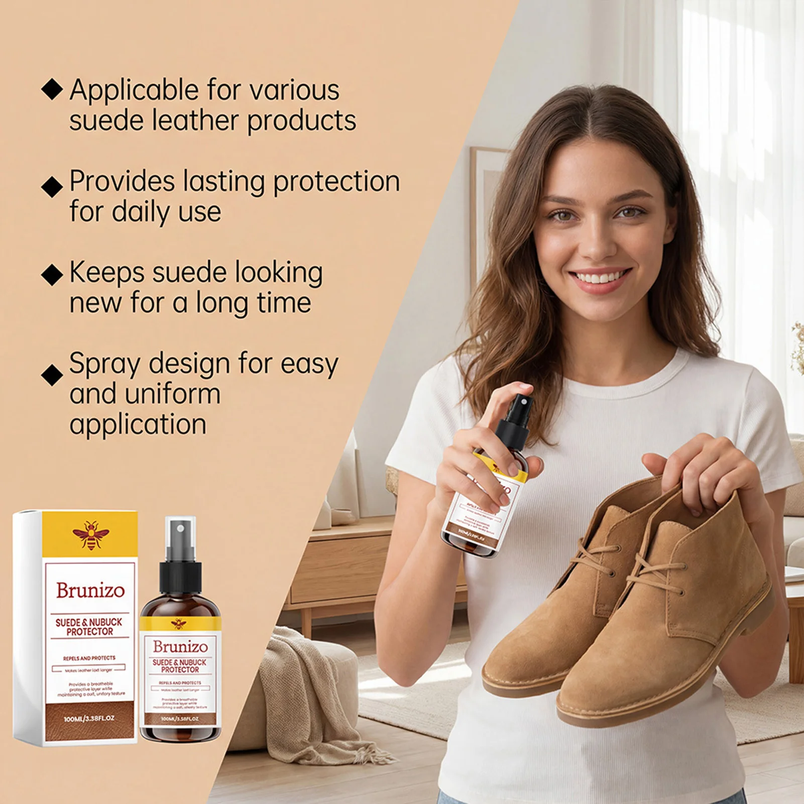 1pc Suede Protector Spray Effective Leather Cleaner for Home Shoes Sofa Care Waterproofing Coating Durable 100ml Bottle