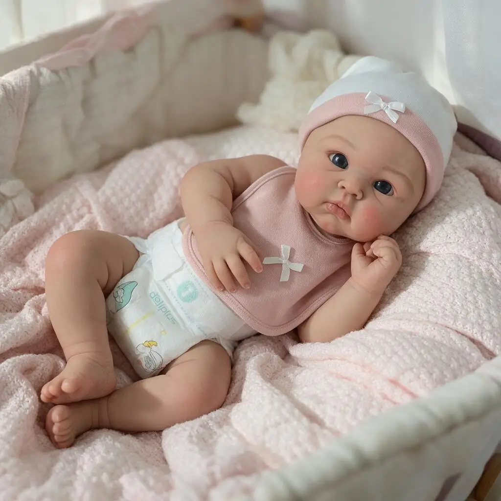 18 Inch Full Body Solid Silicone Reborn Doll Open Mouth Design Real Touch Visible Veins Hand Painted Waterproof Lifelike Newborn