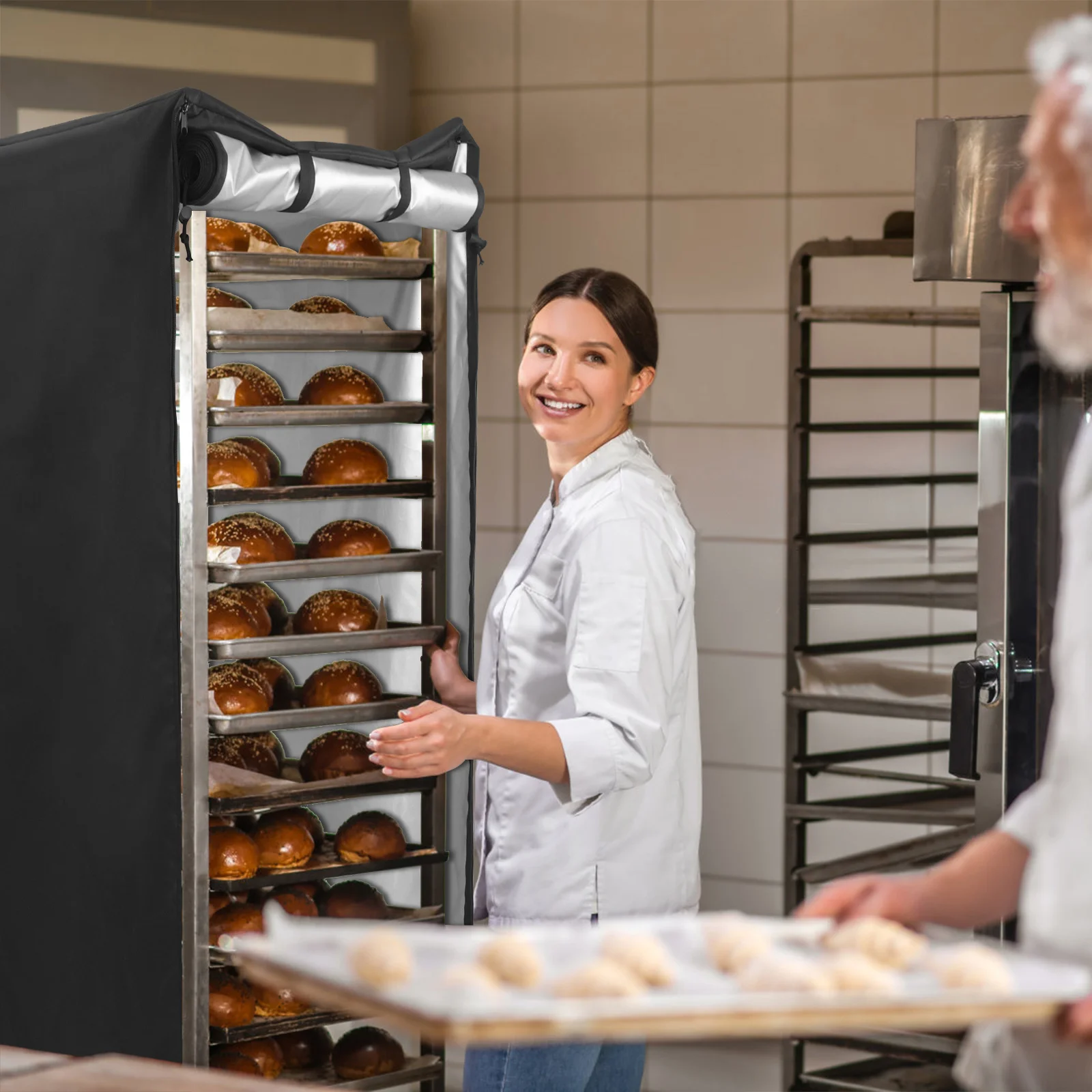 

Bread Cover Large Oxford Fabric Protective For Bakery Bun Pan Rack Sturdy Foldable Storage Rack Cover Kitchen Baking