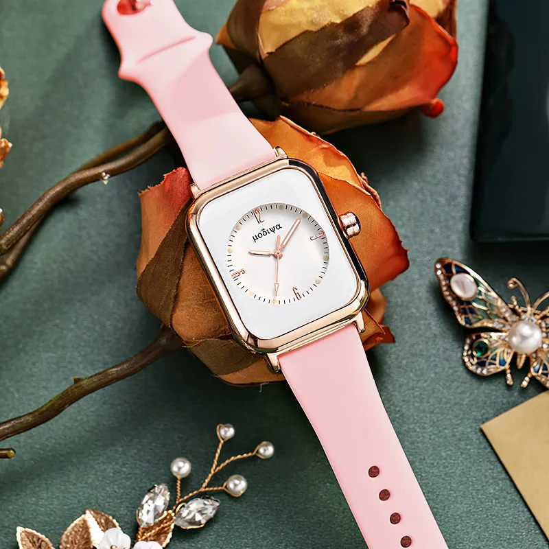 Women Watches Square White Simple Design Ladies Watches Business Silicone Luminous Wristwatch Casual Clock Relogio Feminino