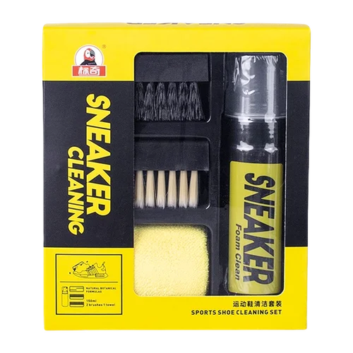 Kit de limpieza de zapatos para zapatillas, kit de limpieza de zapatos blanco, con 2 cepillos para zapatos y toalla incluidos, limpiador de zapatillas de espuma sin agua