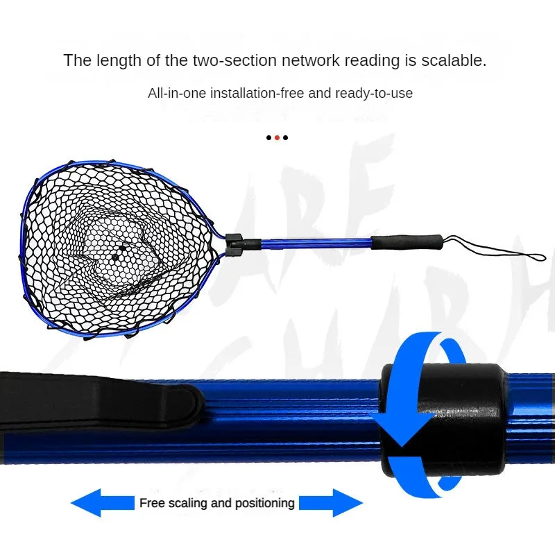 Quick Folding Telescopic Mesh Aluminum Alloy Hand-made Rubber Flying Fishing Net Big Dip Nets pesca accesorios String Bag Tools