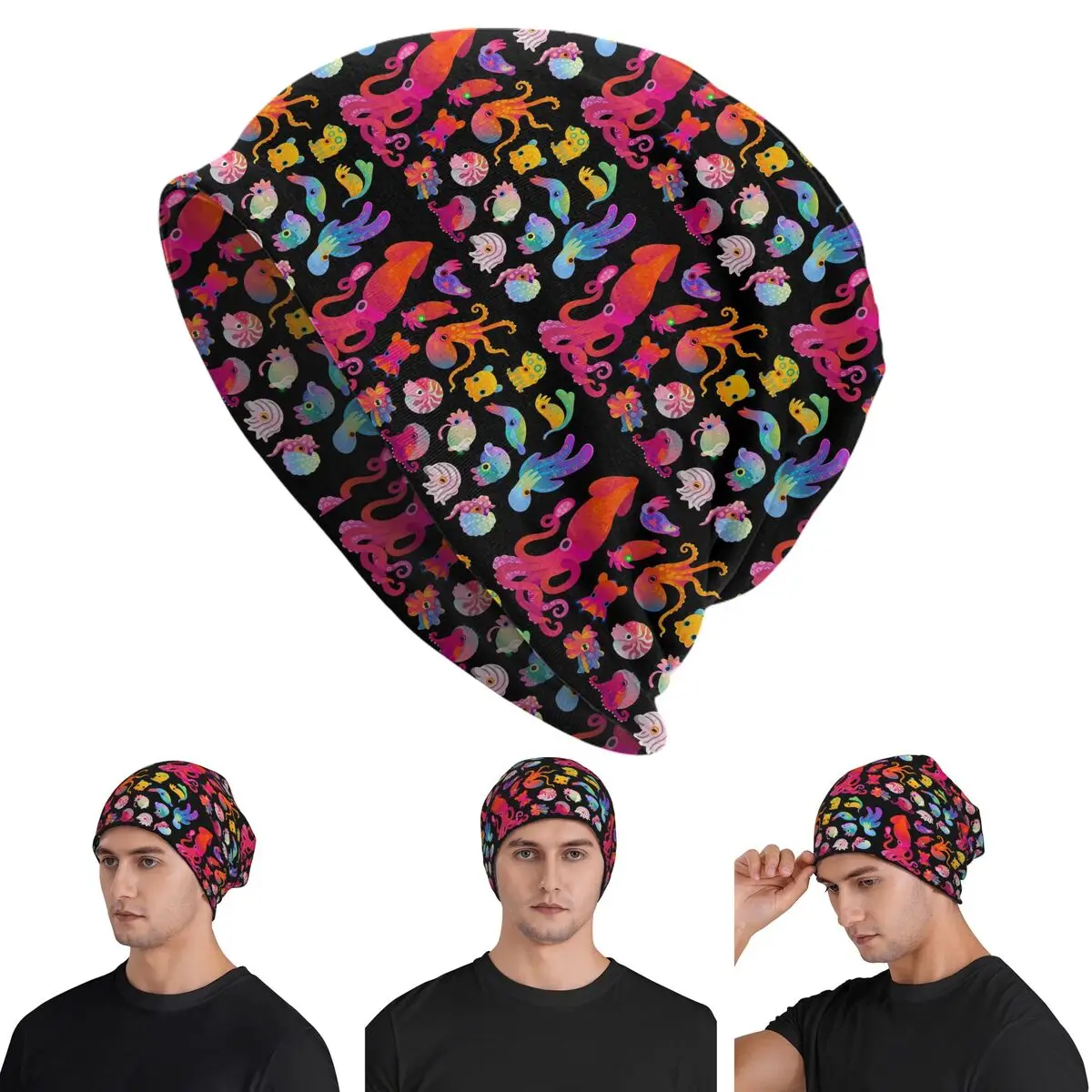 

Шапки-бини Cephalopod Skullies, теплая осенне-зимняя уличная шапка, вязаные шапки с капюшоном для взрослых унисекс