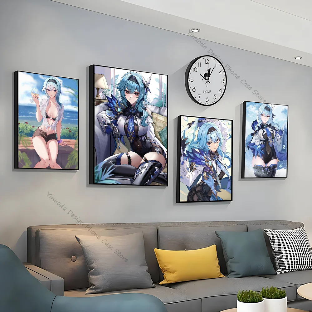 1pc Eula Lawrence Genshin Impact Anime girl Poster Good Quality Prints Vintage Room Home Cafe Decor Aesthetic Art Wall Painting