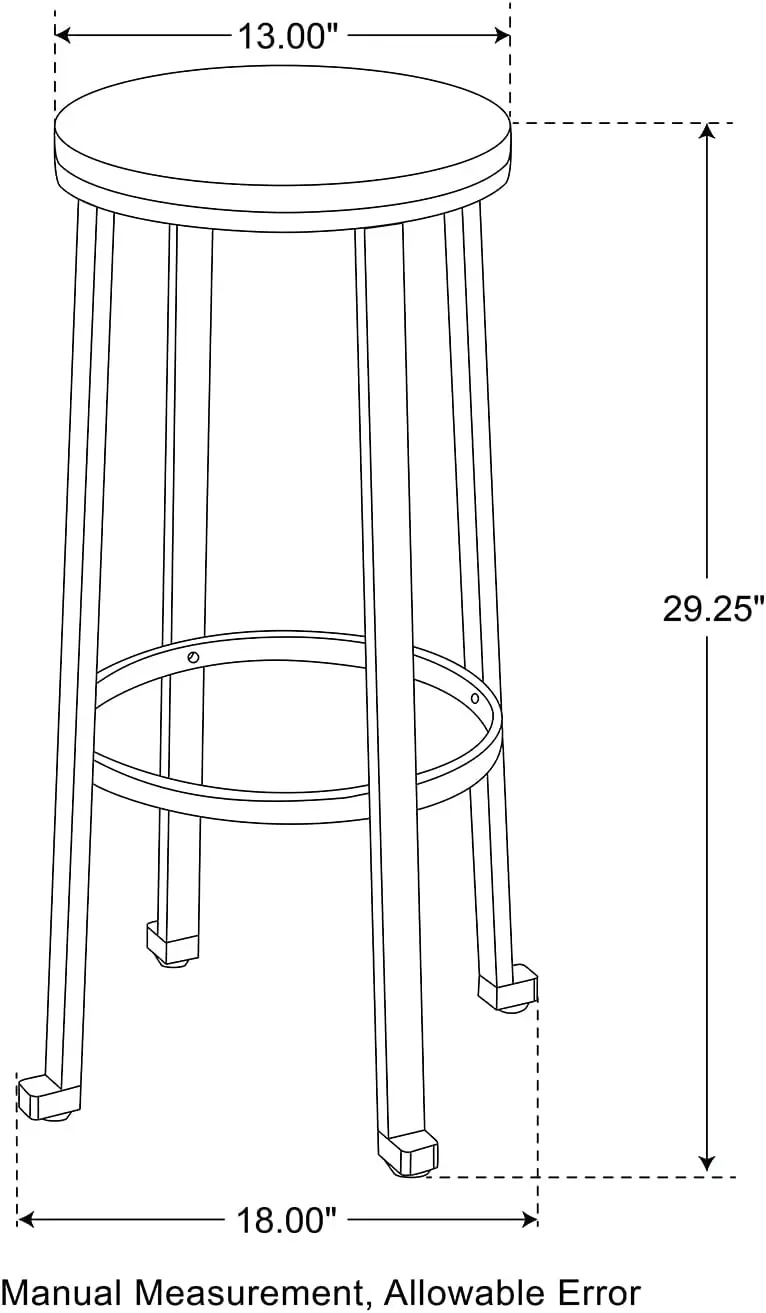 

29.25"" H Rustic Steel Bar Stool Round Wood Top Dining Room Pub Height Chairs Set Of 2