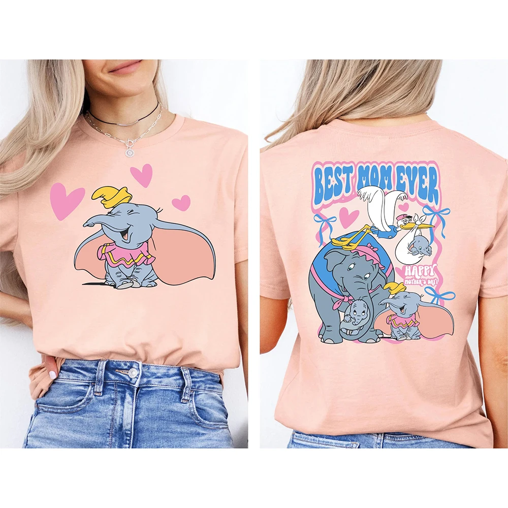 2025 ديزني جديد المرأة عادية موضة مريحة تي شيرت أفضل أمي على الإطلاق دامبو قميص ديزني دامبو ماما تي شيرت WDW Moms رحلة المحملة