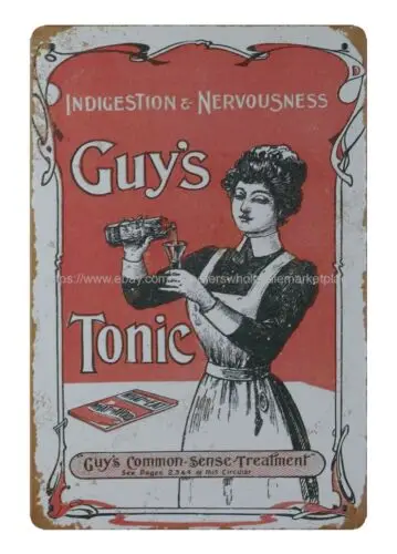 garage signs Indigestion & Nervousness Guy's Tonic metal tin sign