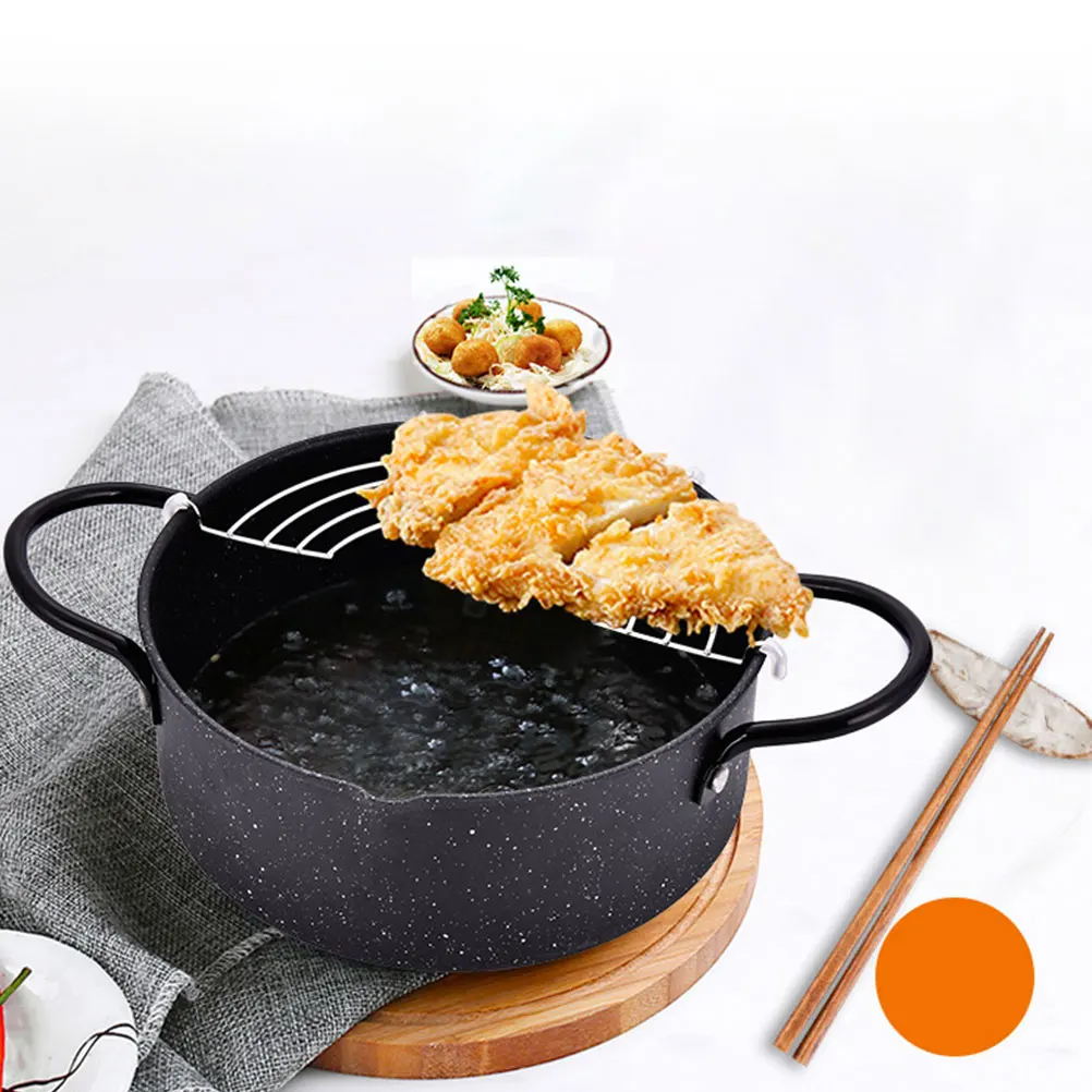 

Frying Pot Fryer Household Detachable Filter Mini Deep Oil Saver Compatible Gas Induction Electric Stove Kitchen