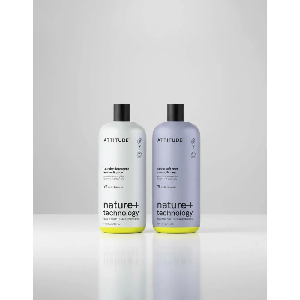 

Natural Laundry Detergent & Fabric Softener Kit, Gentle on Sensitive Skin, Geranium Lemongrass Scent, 2 Bottles 32 Fl Oz