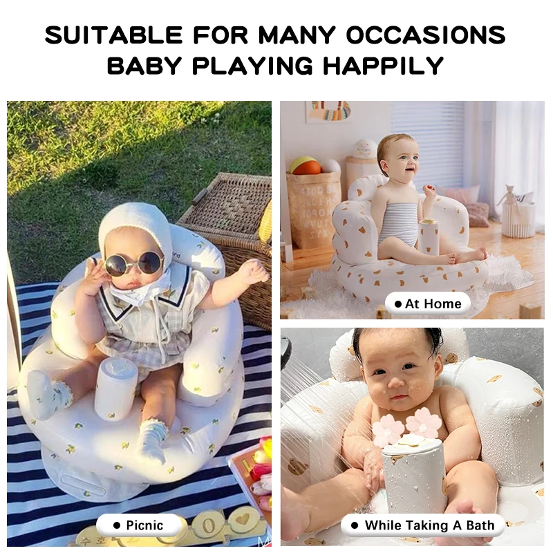 Canapé gonflable brillant pour bébé et enfant, chaises de bain portables en PVC, siège multifonctionnel, tabouret de bain