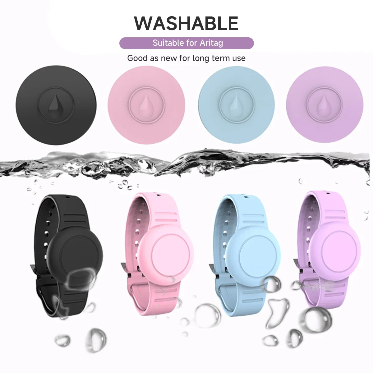 حافظة مقاومة للماء لحزام Apple AirTag من السيليكون، غطاء حماية مضاد للفقدان للأطفال، سوار معصم لتحديد موقع تعقب الأطفال