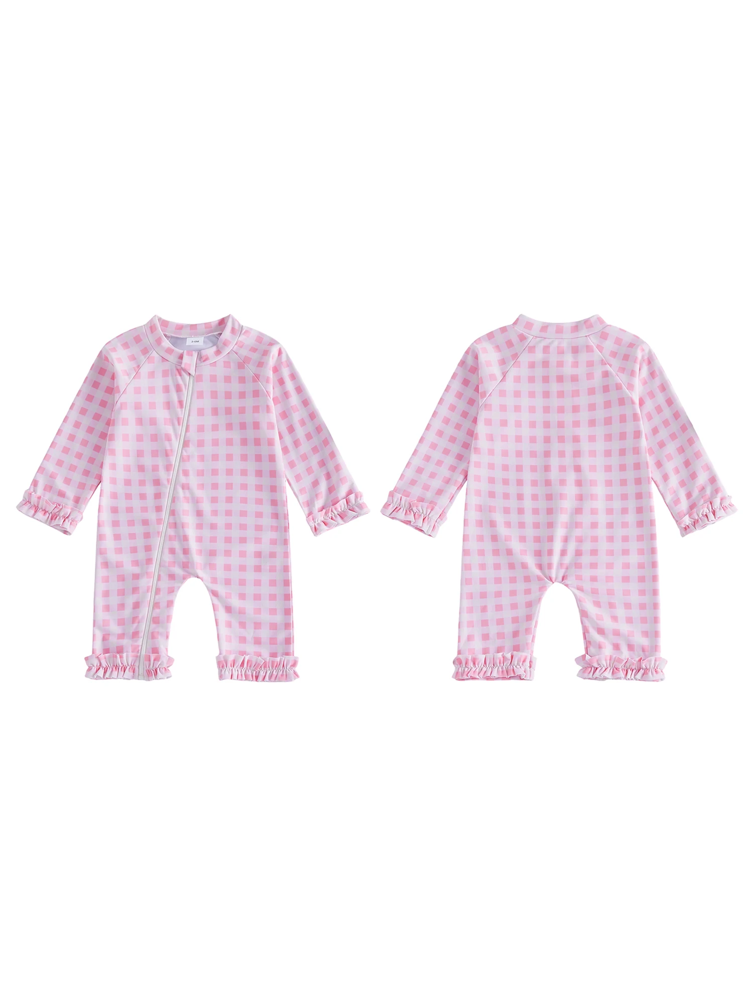 

Милый купальник для маленьких девочек с цветочным принтом, длинными рукавами и круглым вырезом для развлечений у бассейна и на пляже