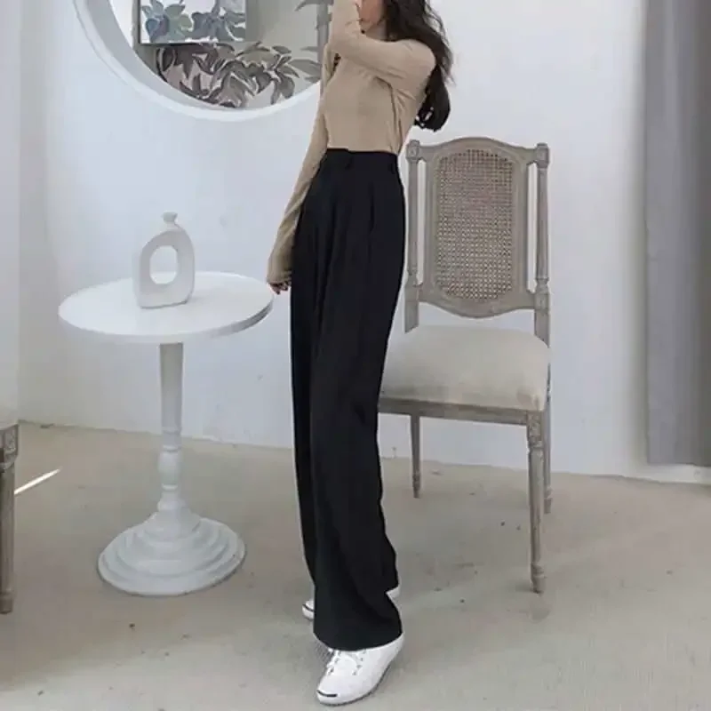 

Spring Autumn Korean Pants Female Solid Wide Leg Pants Women Pants Ladies High Quality Simple Casual Straight Y2k Kpop
