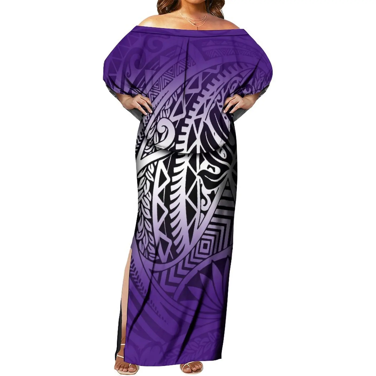 

Custom Fashion Women'S Long Dress Samoa Traditional National Dress Polynesian Tribe Custom Patterned Summer Dress