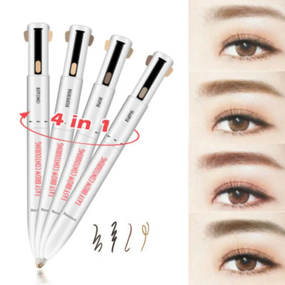 Wenkbrauwcontour 4-In-1 Definiërende Accentuering Wenkbrauwpotlood Eyeliner Wenkbrauw Verbeteren