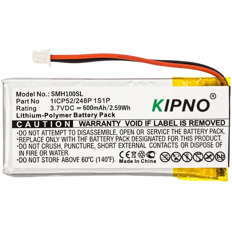 

KIPNO Wireless Headset Battery 3.7V/500mAh 1ICP52/248P 1S1P for Sena SMH-10 Lifespan,SMH10