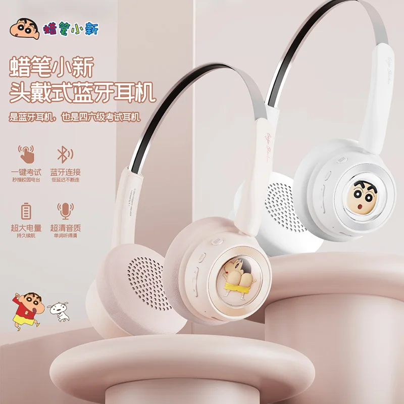 Kawaii Crayon Shin-Chan Headworn Wireless Bluetooth Headset Anime Bluetooth Wireless Bluetooth Earphones Extra Sport Toys Girls