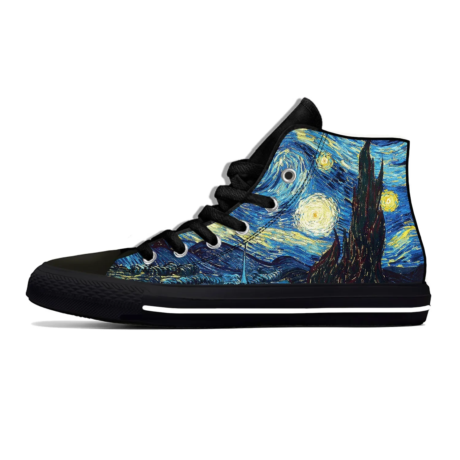 Van Gogh Oil Painting Aesthetic Starry Night Cool Casual Cloth Shoes High Top Lightweight Breathable 3D Print Men Women Sneakers