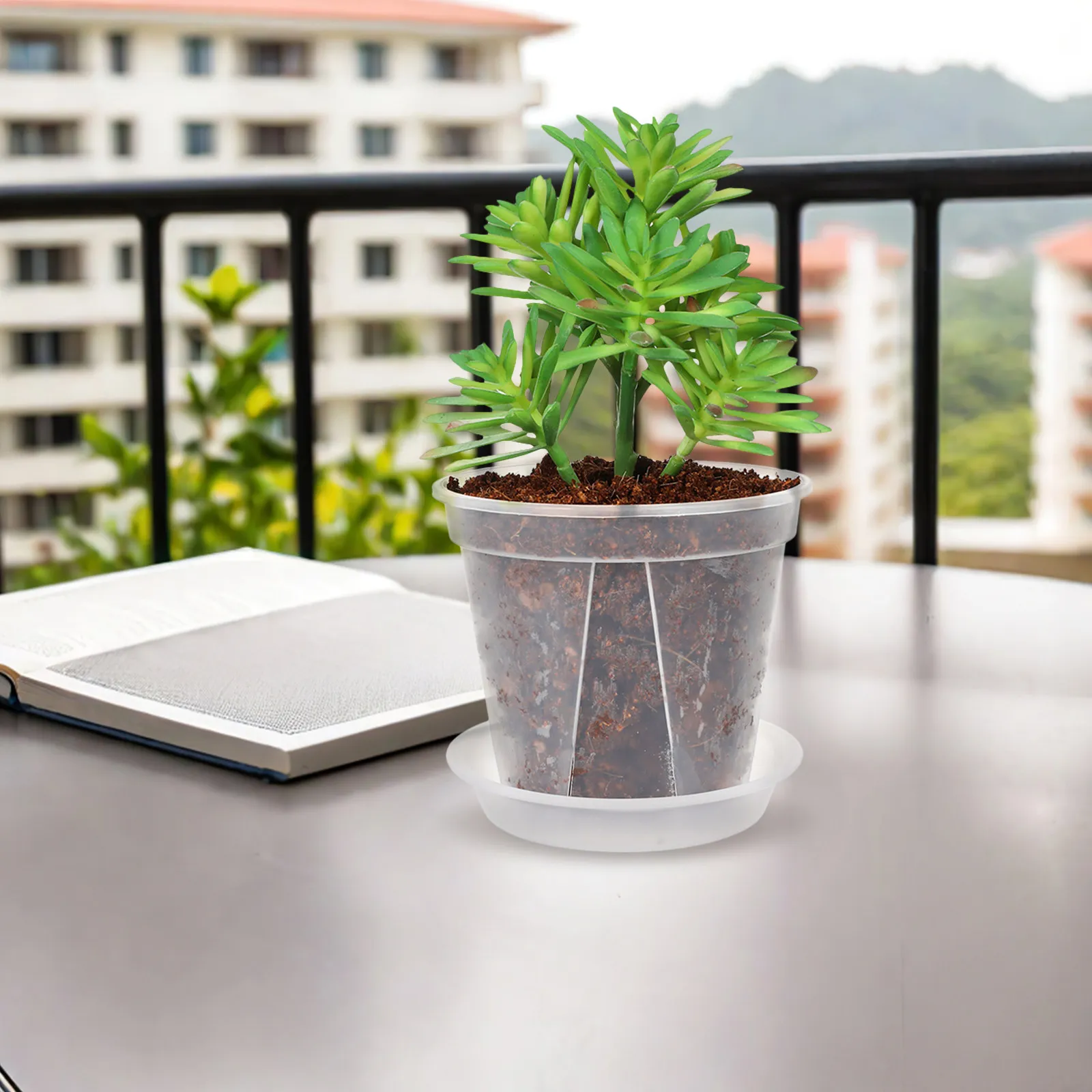 8Pcs Lightweight PP Clear Plant Pots Root Controlling Technology for Orchids Succulents Green Plants Indoor Balcony Garden
