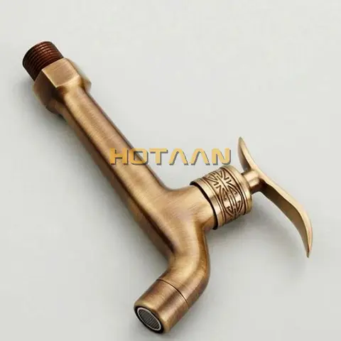 Lång trädgårdsanvändning Bibcock kran kran kran Antik mässing Finish Badrum Väggmontering Tvättmaskin Vattenkran Kranar YT-5156 12 best sales mässingskran - №5