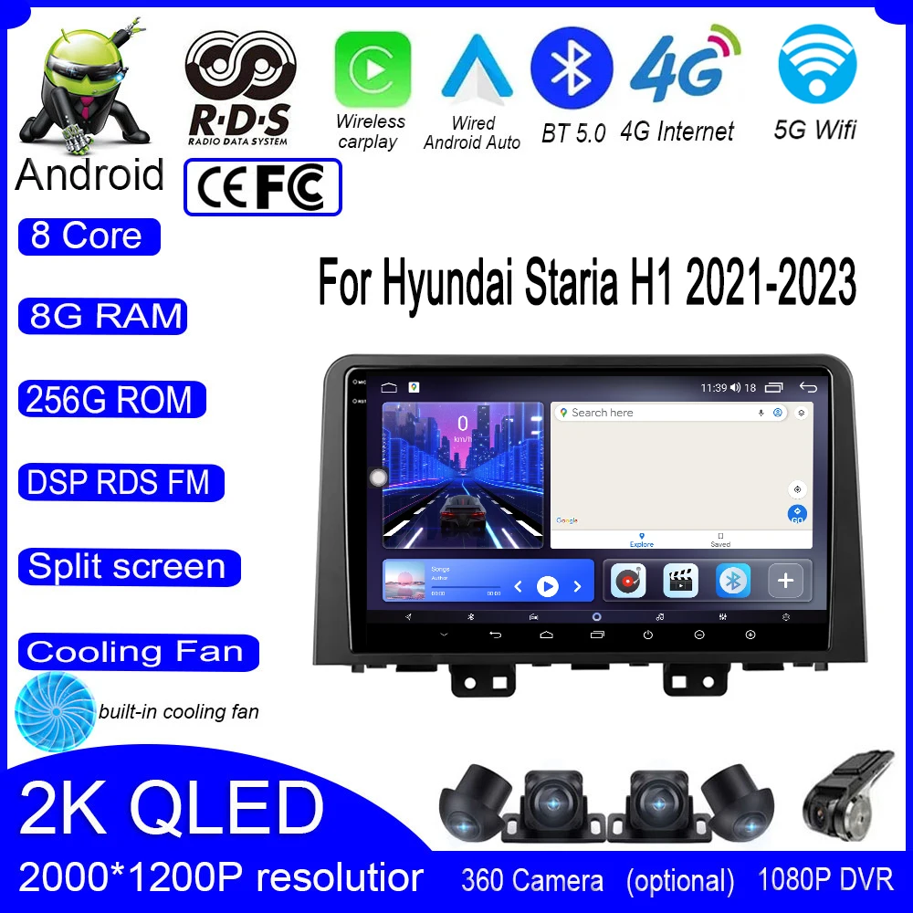 

4G+Wifi DSP For Hyundai Staria H1 2021 2022 2023 Android 14 Car Radio Multimedia Video Player Android 13 Carplay Navi GPS