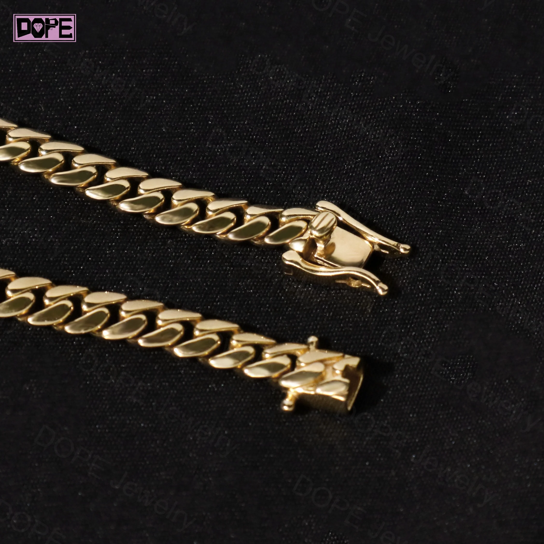 Hiphop 8mm Cuban Link Chain Necklace Tight Plain Monaco Chain 925 Sterling Silver Miami Cuban Chain，