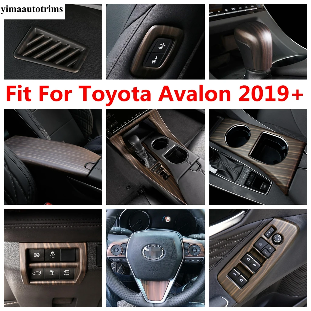 

ABS Wood Grain Accessories Window Lift Dashboard Air AC Gear Panel Water Cup Head Light Cover Trim For Toyota Avalon 2019 - 2023