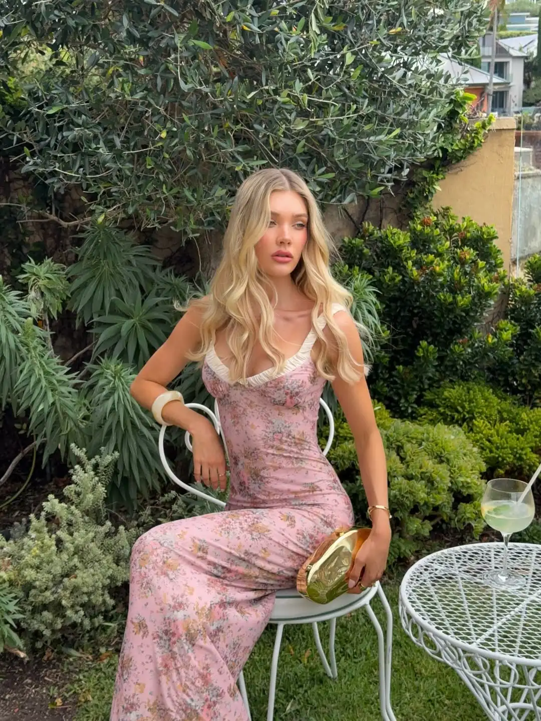 Nova moda com decote em v design simples alças espaguete floral impressão vestido de noite até o chão baile de formatura formal festa praia vestido