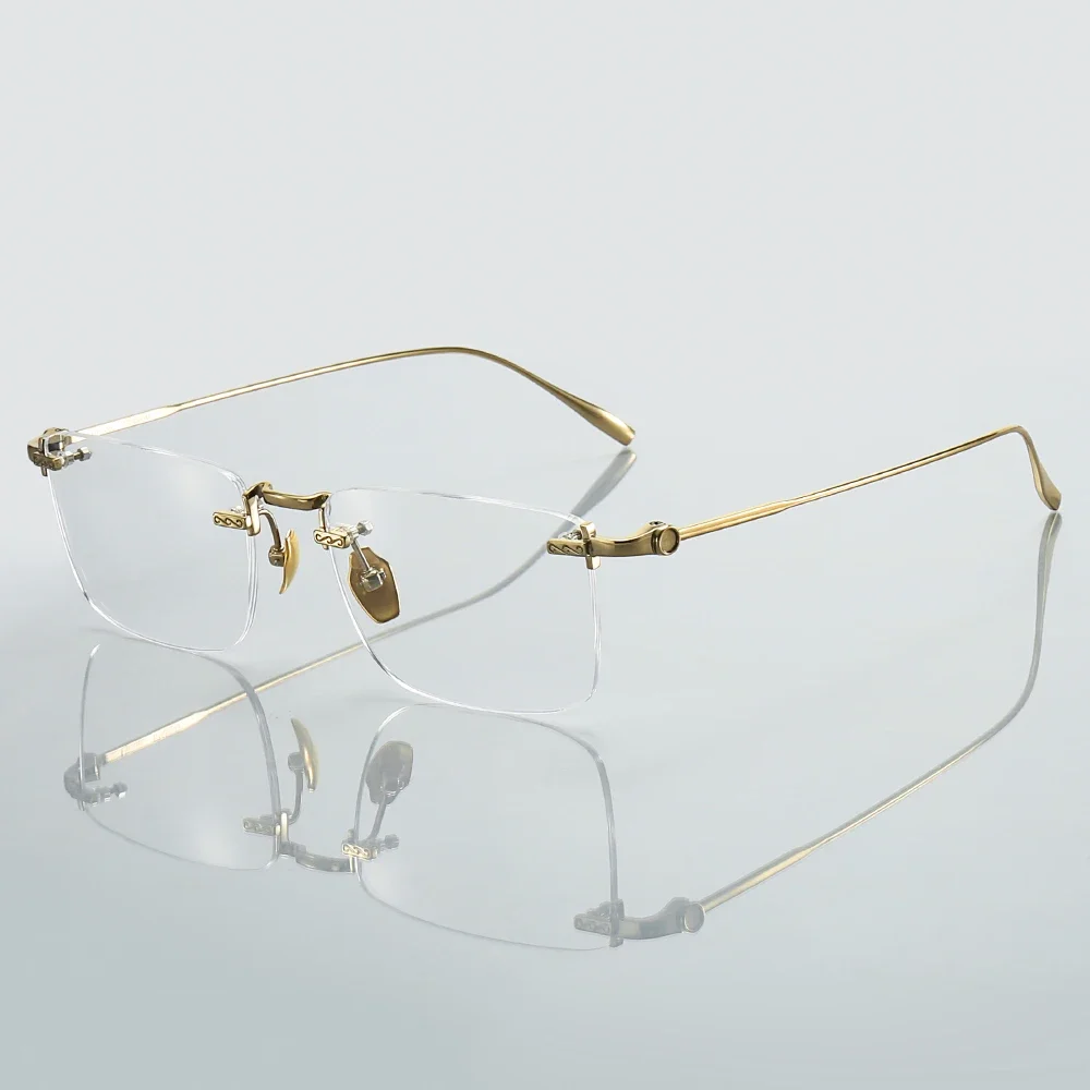 

Rimless Pure Titanium Glasses Frame Men 2025 New Arrival Square Prescription Eyeglasses Optical Korean Ultralight Retro Eyewear