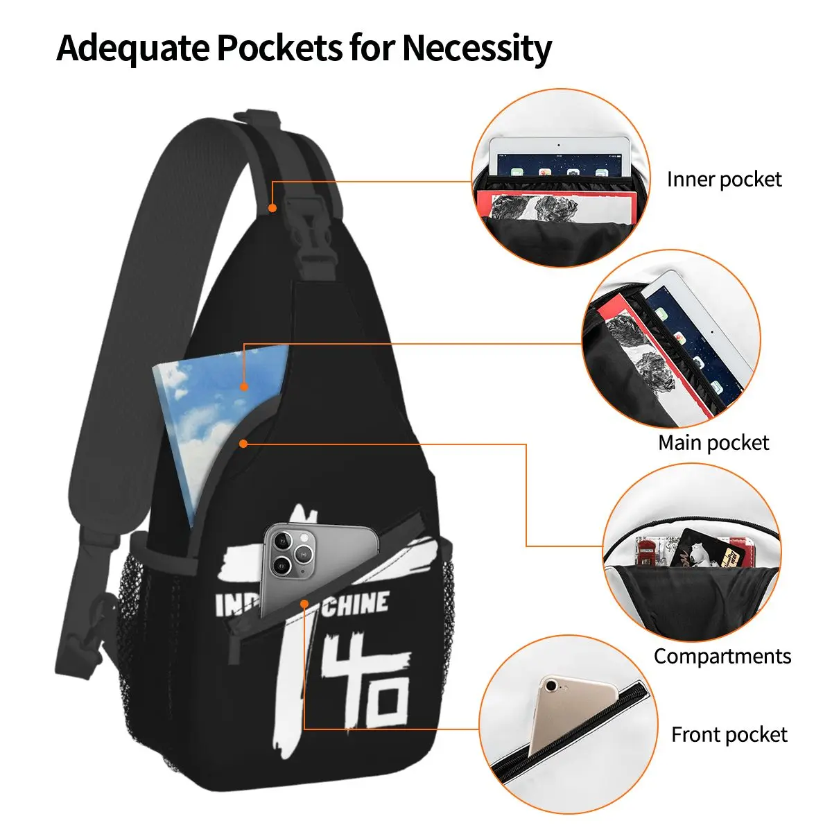 Indochine Band Crossbody Sling Bag Small Chest Bag Genres Rock Shoulder Backpack Daypack for Hiking Travel Travel Bag