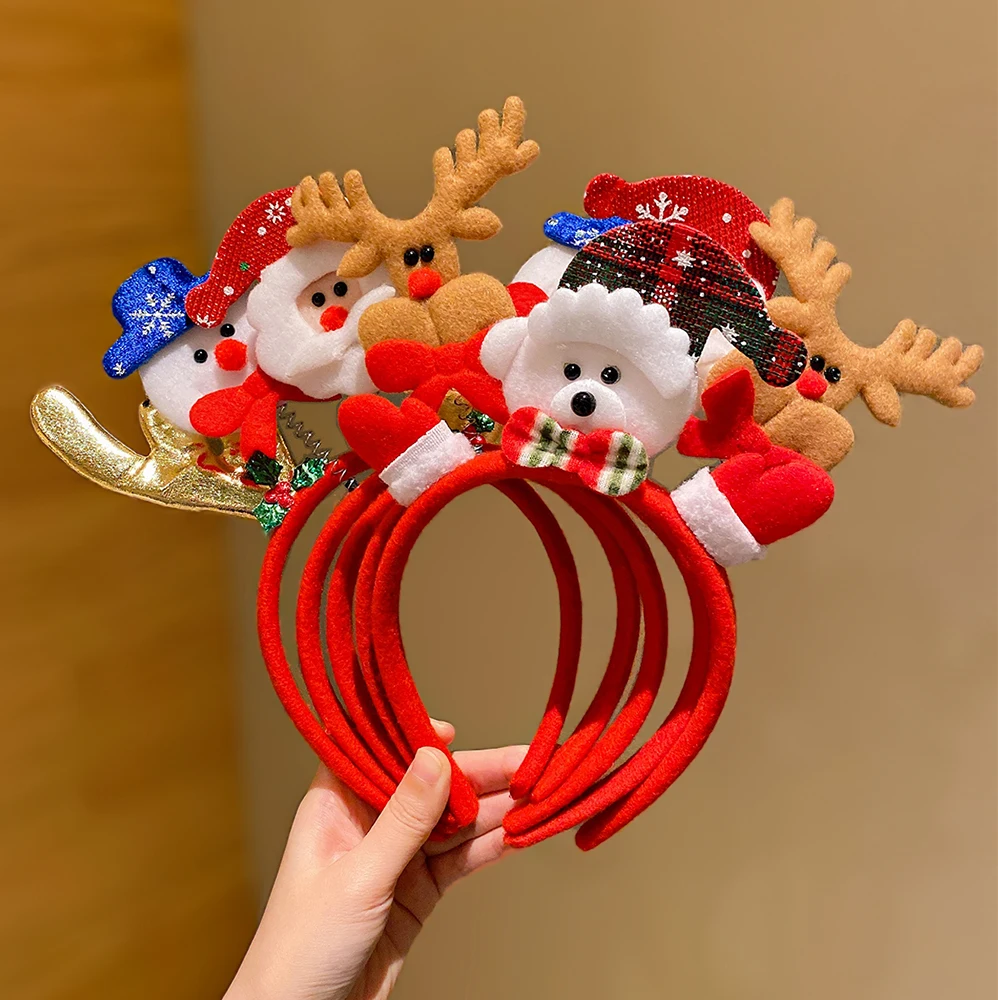 5 Pieces of Sweet Christmas Element Headbands Suitable for Girls as Christmas Gifts