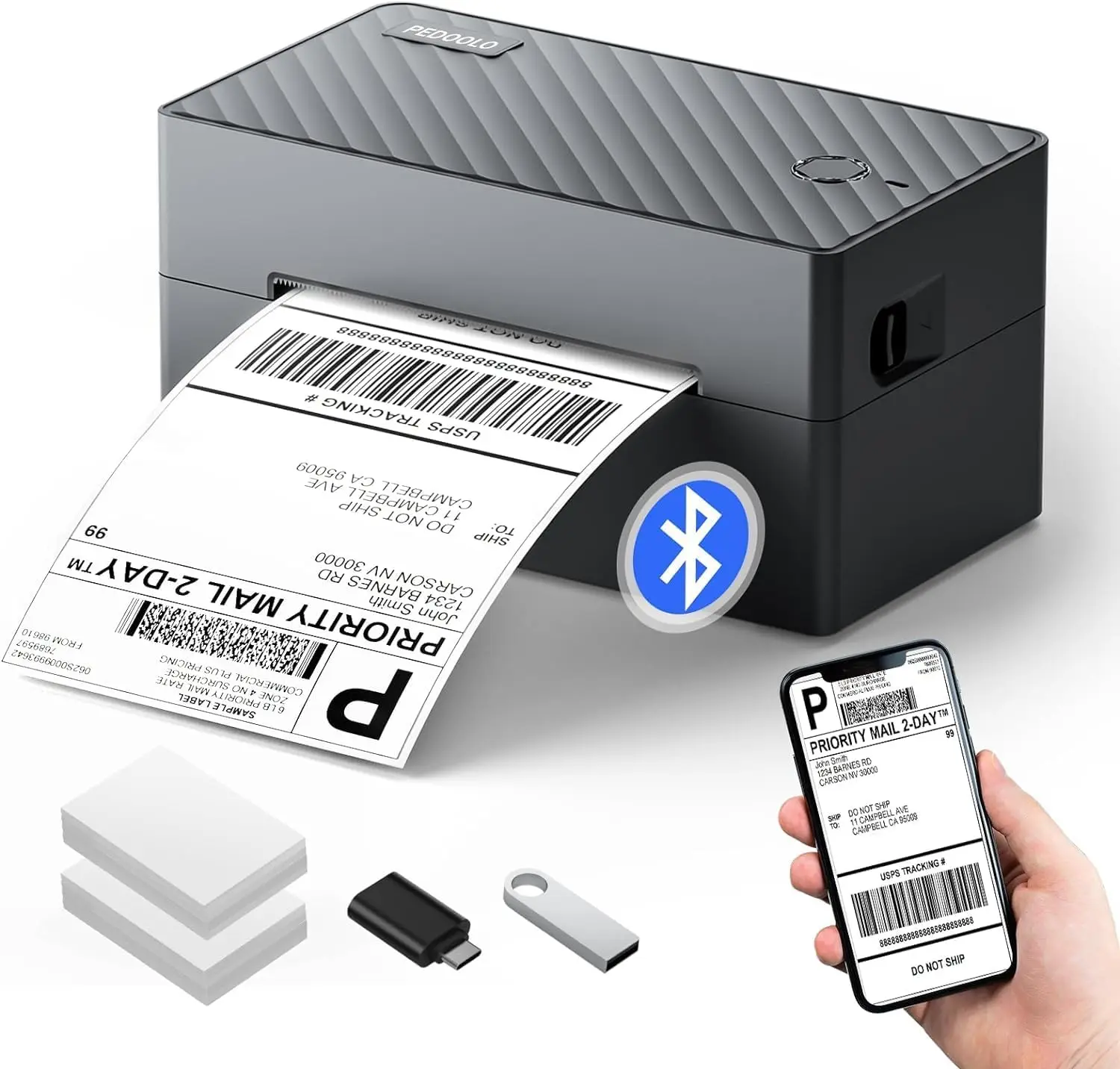 

Bluetooth Shipping Label Printer, 4x6 Thermal Printer for Shipping Packages, Compatible with Android. iPhone.Windows,