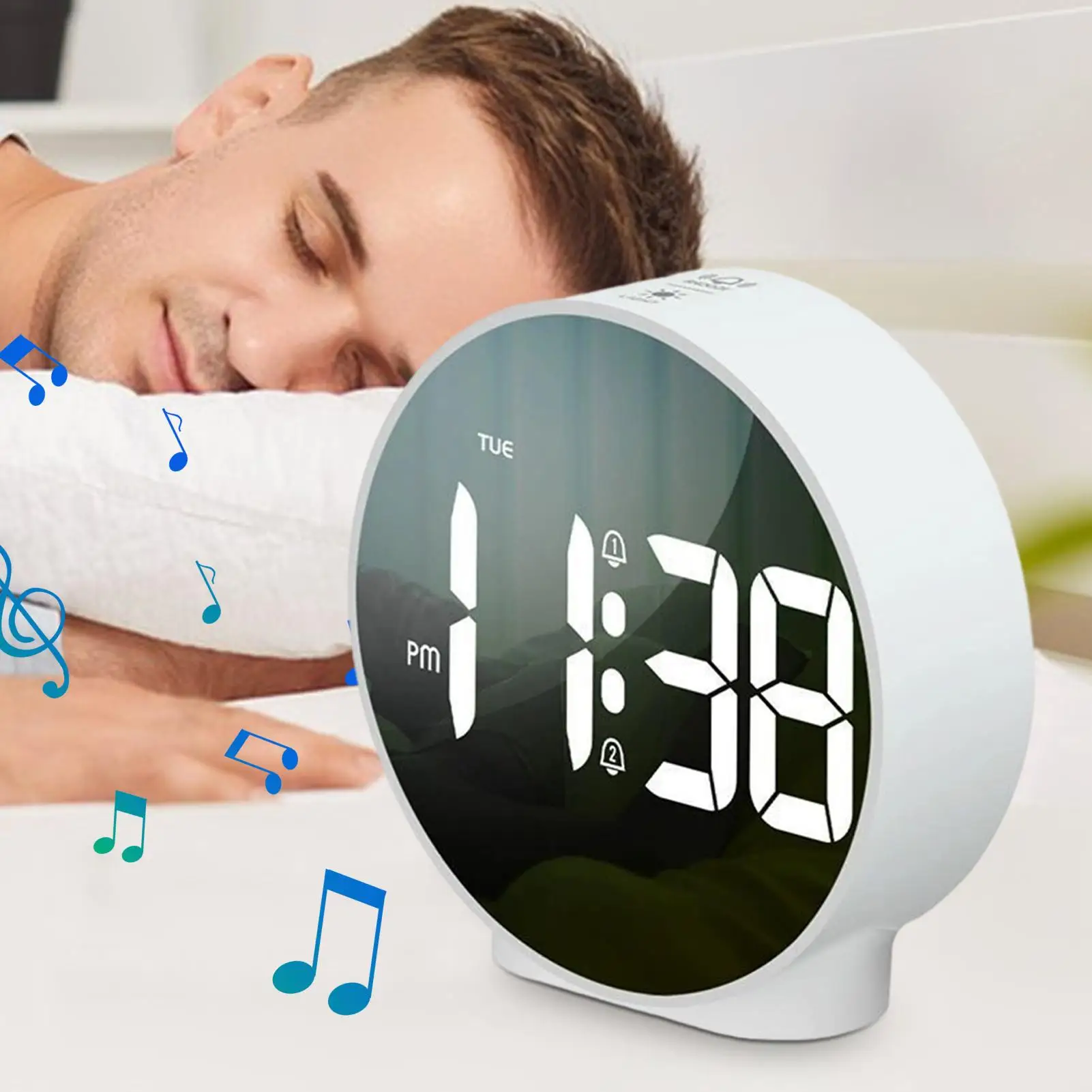 

Creative Electronic Clock LED Large Screen Mirror Alarm Clock Students Silent Multifunctional Desktop Clock Ornament