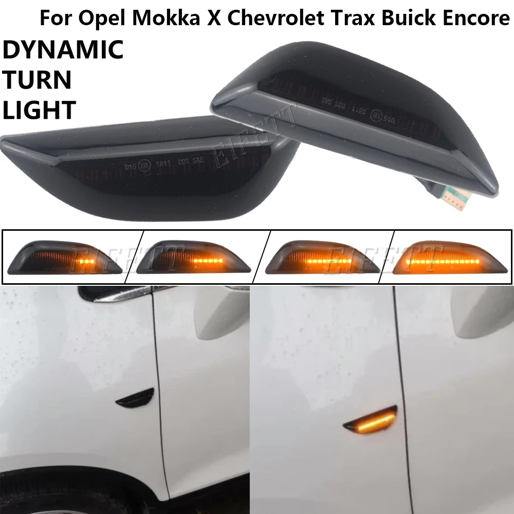 

Новый светодиодный динамический боковой указатель поворота, последовательный мигающий фонарь для Opel Mokka X Chevrolet Trax Buick Encore, автомобильный аксессуар