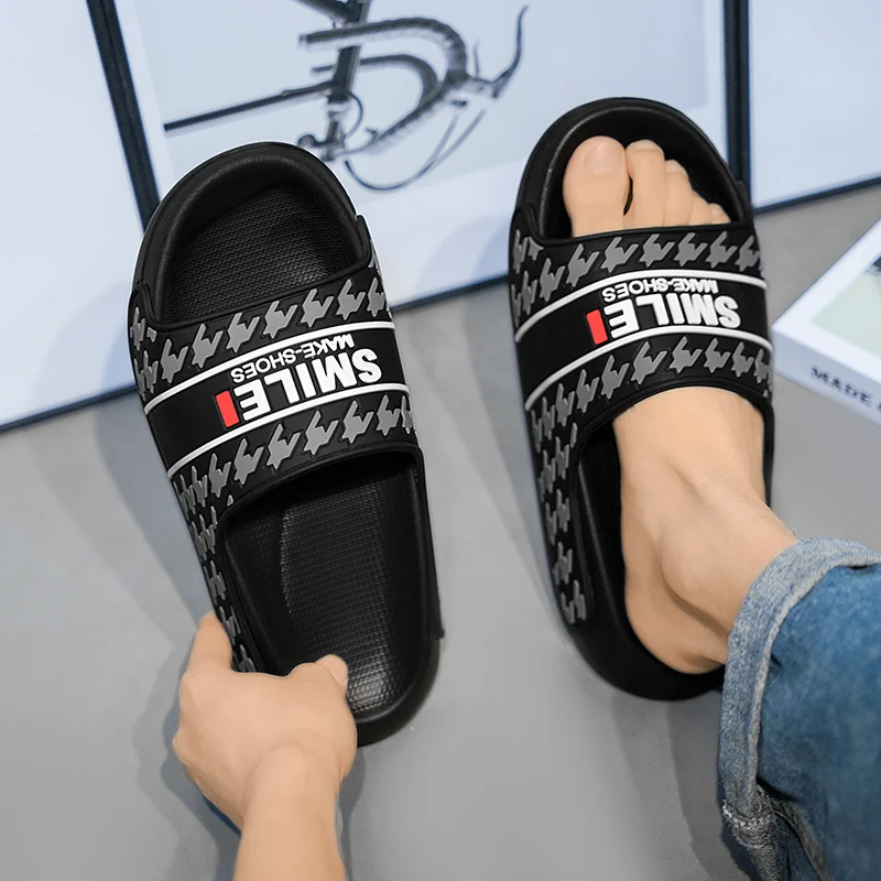 Summer Men Slippers Non-Slip Sandals Thick Soft Platform House Shoes Indoor Outdoor Shower Bathroom Slippers Beach Casual Shoes