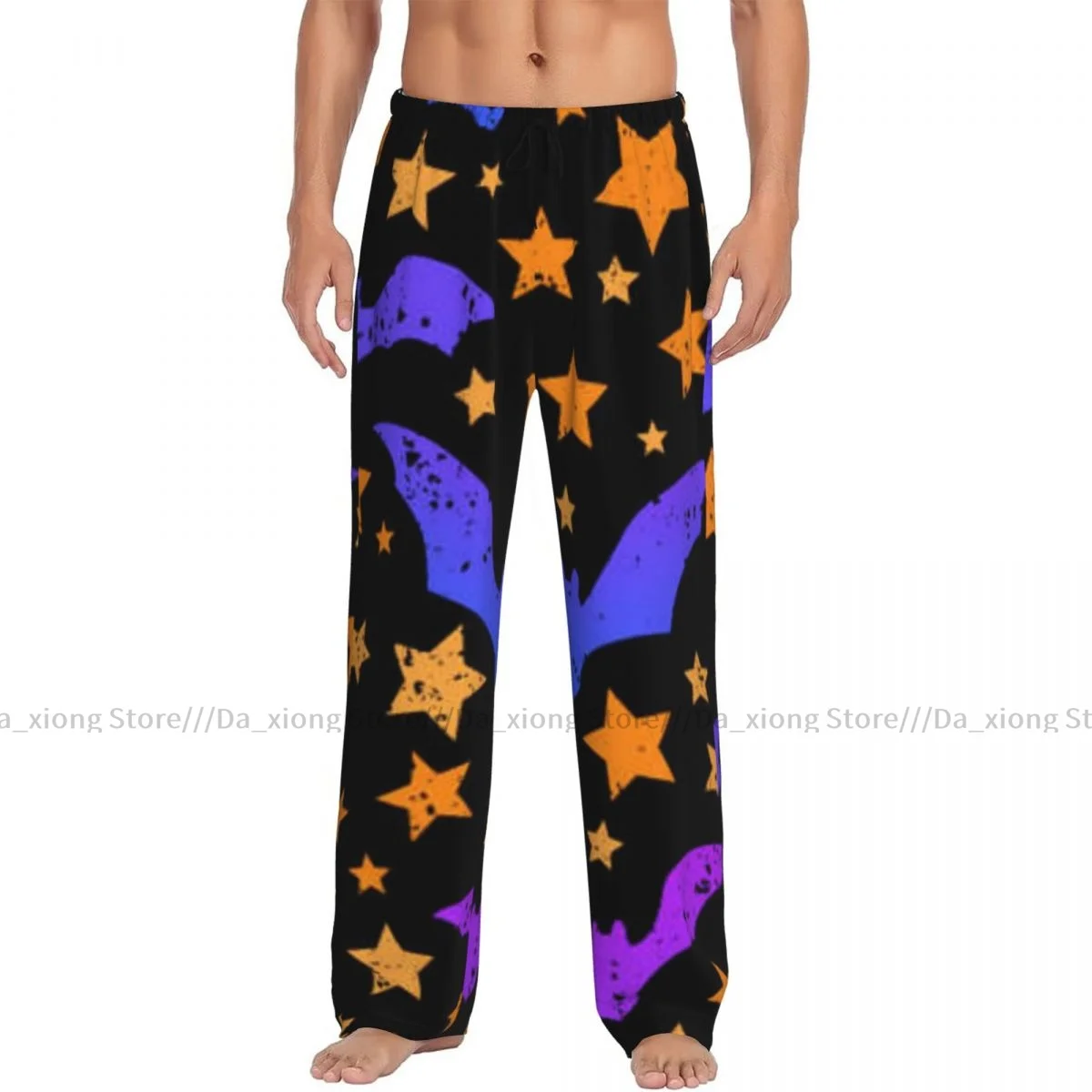 Men's Casual Pajama Sleeping Pants Bats And Stars Lounge Loose Trousers Comfortable Nightwear