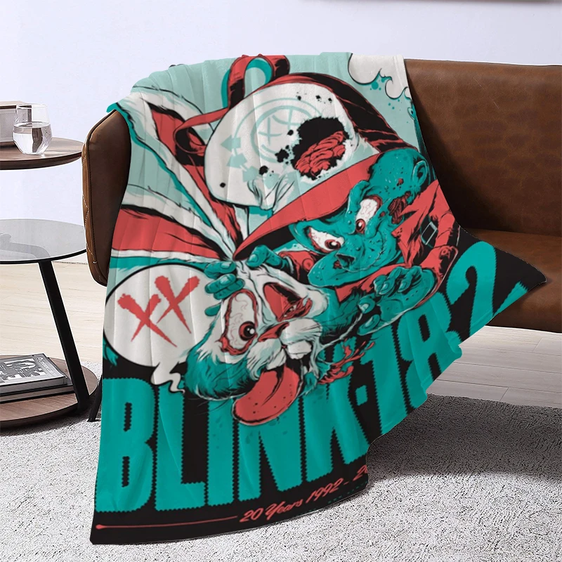 

Rock Band B-Blink 182 Blanket Sofa Blankets and Bedspreads Double Bed Comforter Furry Winter Bedspread the Knee Warm Baby Fleece