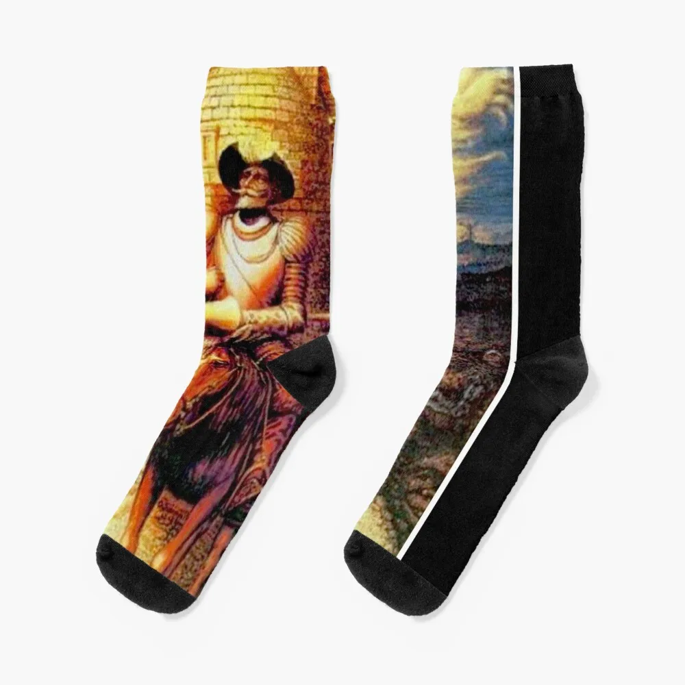 DON QUIXOTE : Vintage Abstract Tilting at Windmills Print Socks heated cool funny sock summer Socks Men's Women's