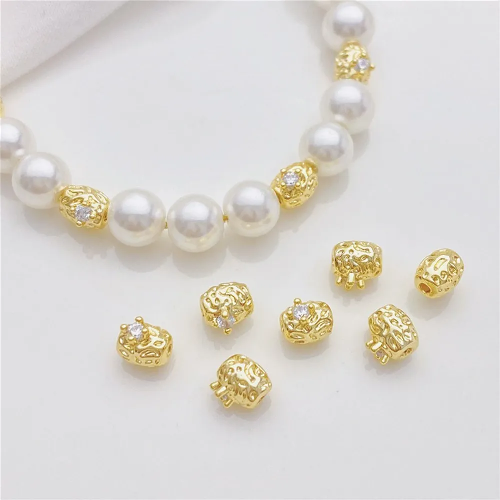 

14K Gold Inlaid Zirconium Baroque Irregular Beads Handmade DIY String Bracelet Necklace Jewelry Material Accessories